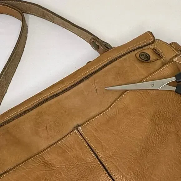 Patricia Nash Leather Studded Messenger Shoulder Bag Camel - Picture 15 of 16